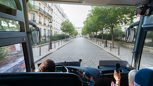 Bus with group inside