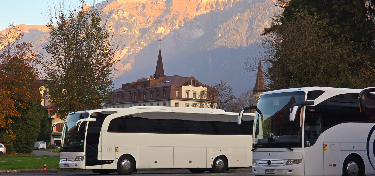 8rental coach with driver near mountains in switzerland
