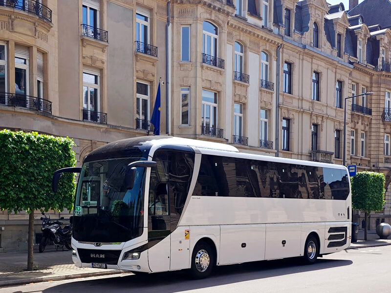 real bus with driver waiting for travellers