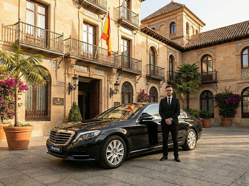 private driver with car near hotel