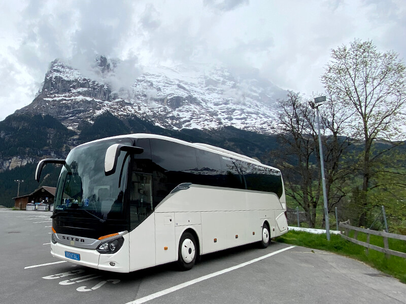 bus near mountains