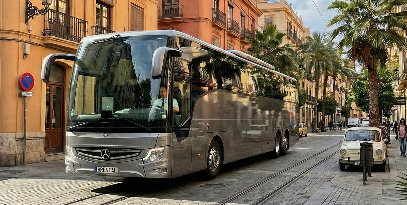 bus on street with driver