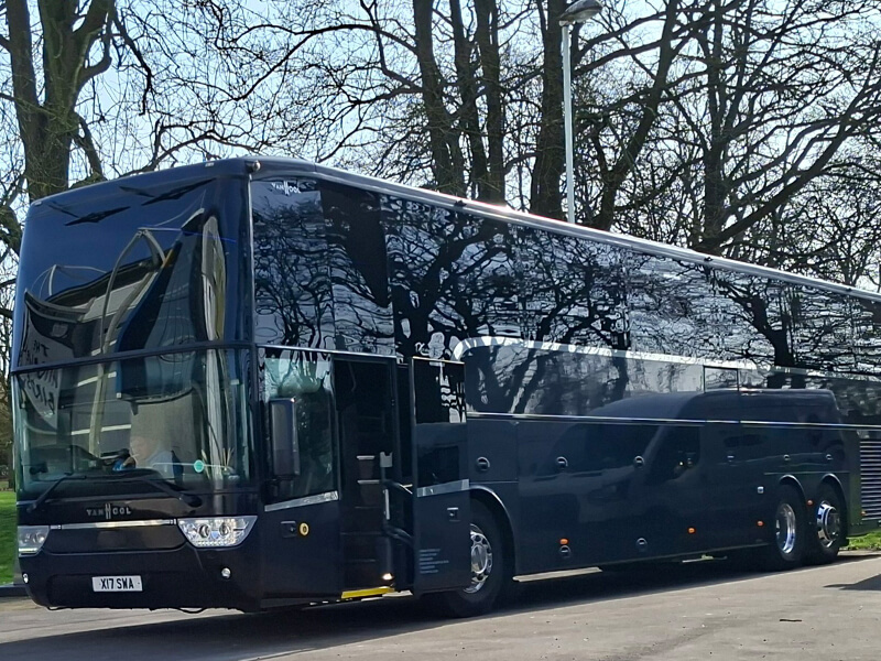 real bus with driver travel with passengers