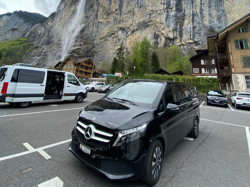 large swiss car with private driver