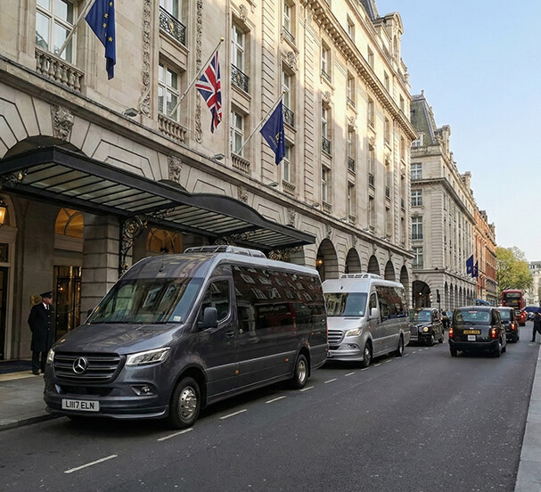 Minibus hire is waiting for passenger