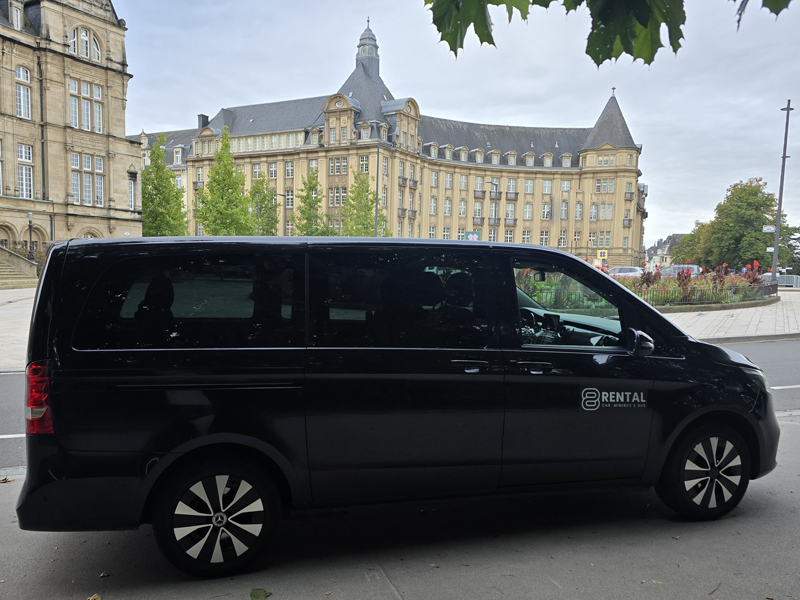real 8rental minibus near historical building