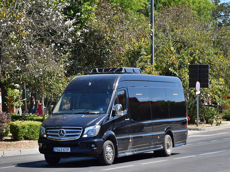 minibus travel on spanish road